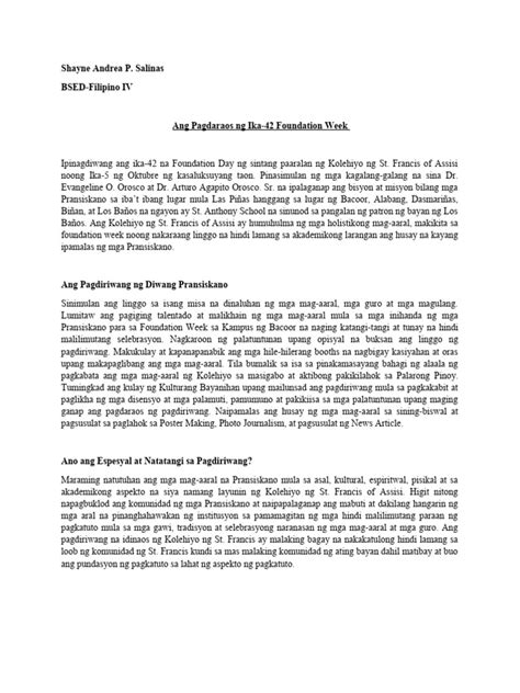 Feature Article Sample Foundation Week Pdf