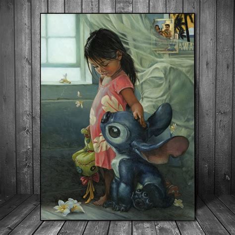 Lilo Stitch Realistic Wall Art Canvas Poster And Print Canvas Painting ...