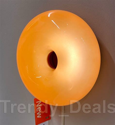 Ikea Varmblixt Led Table Wall Lamp Orange Glass Round Donut Shaped