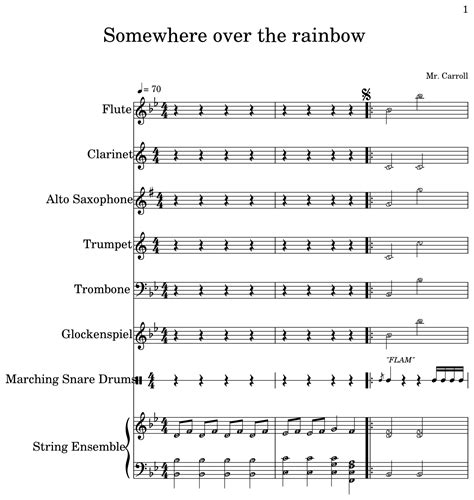 Somewhere Over The Rainbow Sheet Music For Flute Clarinet Alto