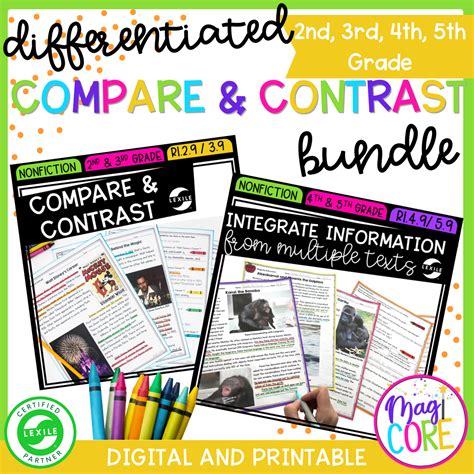 Compare And Contrast Nonfiction Bundle 2nd 3rd 4th And 5th Grade Magicore