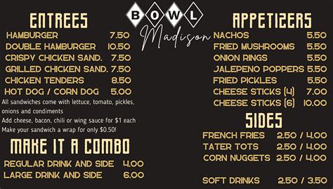 Menu | Bowl Madison