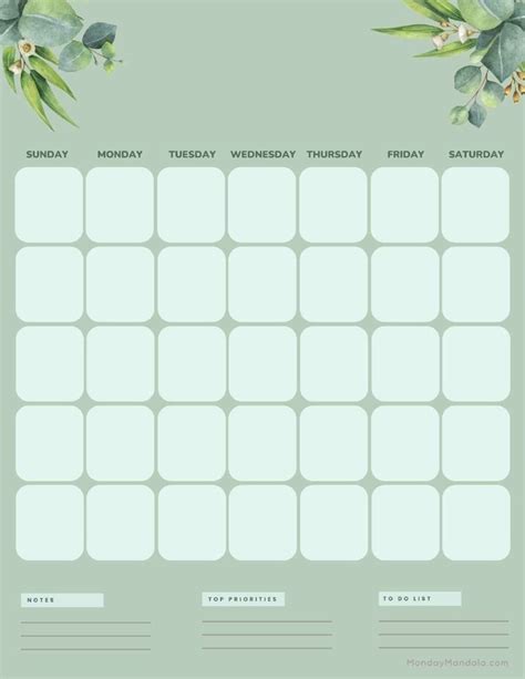 32 Blank Calendar Templates (Free PDF Printables)