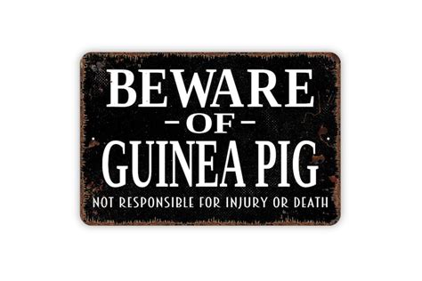 Beware Of Guinea Pig Sign Funny Metal Wall Art Indoor Or Outdoor