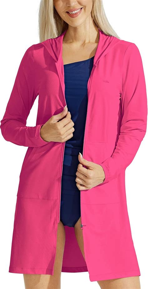 Willit Womens Upf 50 Beach Cover Up Sun Protection Hoodie Long Jacket