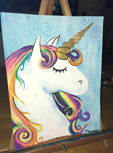 How To Paint A Rainbow Unicorn Easy Step By Step Painting Unicorn Painting Unicorn Canvas