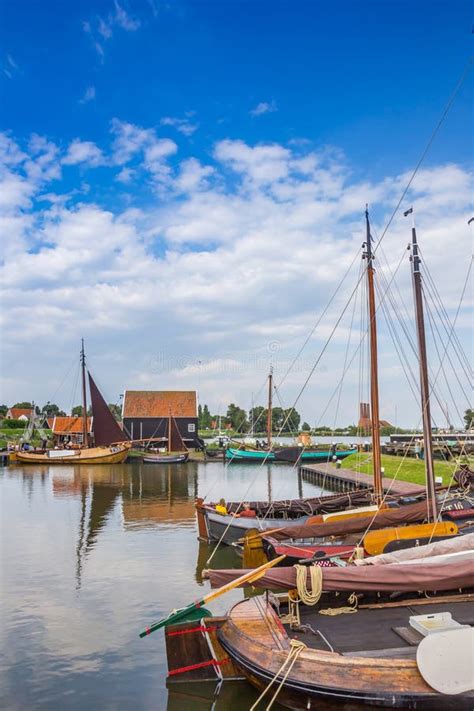 Historic Harbor With Old Wooden Sailing Ships In Enkhuizen Editorial