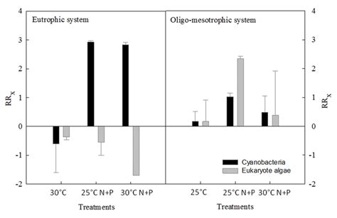 Response Ratio Of Cyanobacteria And Eukaryotic Algae Growth Rate To