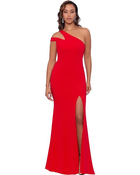 Xscape Long Scuba Crepe One Shoulder Strap 6pm