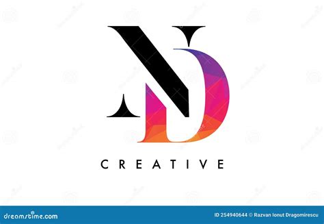 Diseño De Letras Dn Con Corte Creativo Y Textura Arcoiris Colorida Ilustración Del Vector