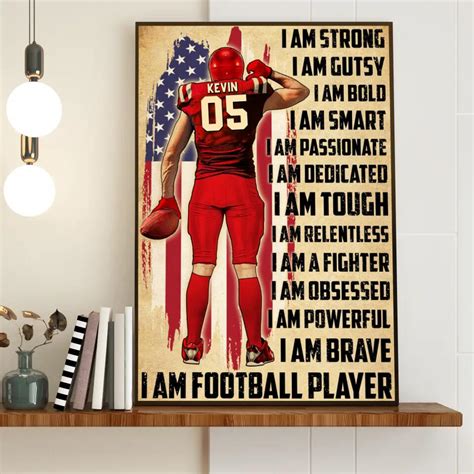 Custom Personalized Football Poster Canvas Vintage Style Football L