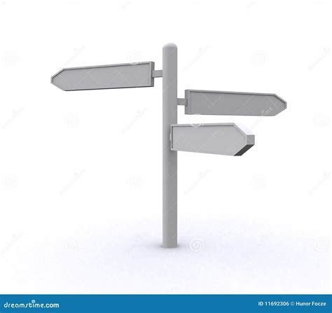 Blank Directional Road Signpost With 2 Arrows One Point On White And