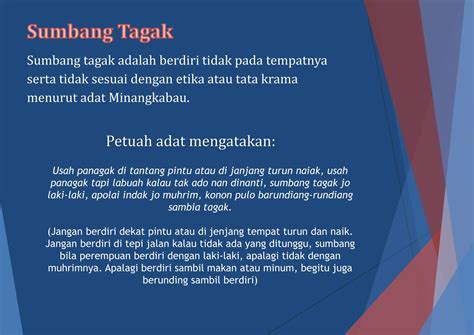 materi sumbang tagak  aturan adat minangkabau terkait sumbang duo
