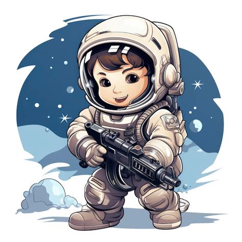 Caricatura de un astronauta con una pistola Ilustración de dibujos