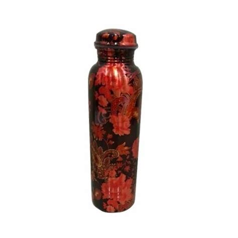 Polished Flower Printed Copper Water Bottle Capacity Ml