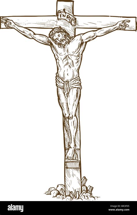 Croquis Dibujados A Mano Ilustraci N De Jesucristo Clavado En La Cruz