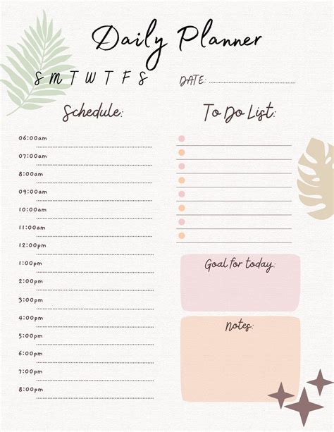 Editable Daily Planner Template Canva Printable Daily Etsy