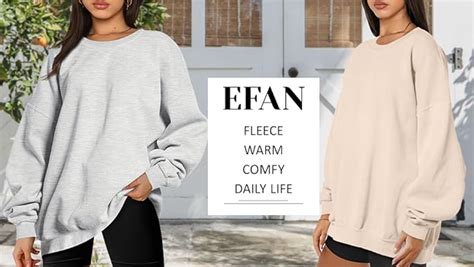 Efan Womens Oversized Fleece Sweatshirts Long Sleeve Crew Neck