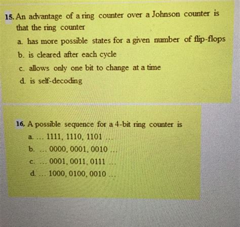 Solved An advantage of a ring counter over a Johnson counter | Chegg.com