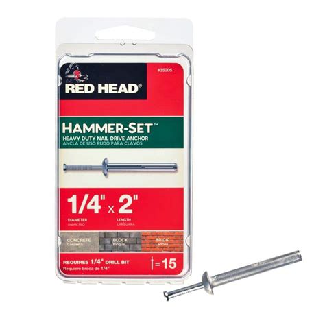 Red Head 1 4 In X 2 In Hammer Set Nail Drive Concrete Anchors 15