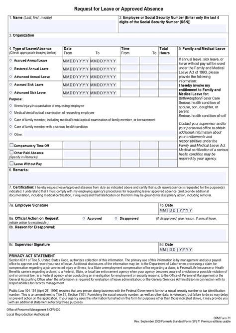 Opm Form Template