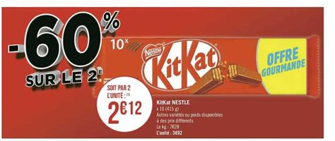 Promo Kitkat Nestlé 60 Sur Le 2è chez Géant iCatalogue fr