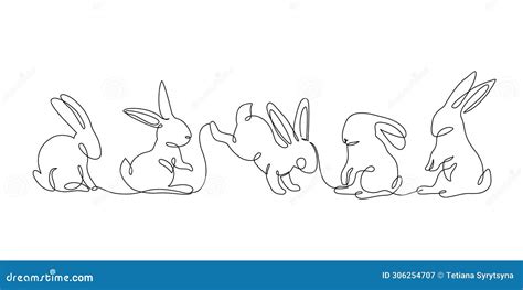 Rabbit Continuous Line Drawing Calligraph Line Style Vector 287219602