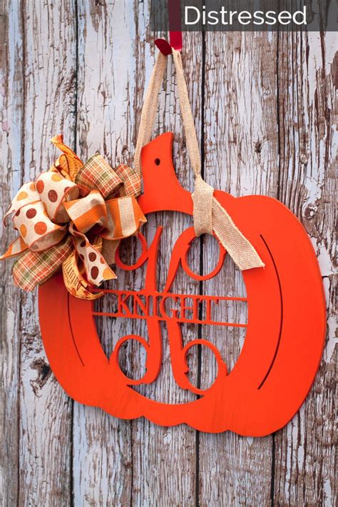 Pumpkin Door Hanger Pumpkin Door Decor Monogram Door Etsy