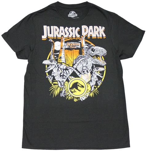 Jurassic Park Mens T Shirt Distressed Name And Park Entrance Collage