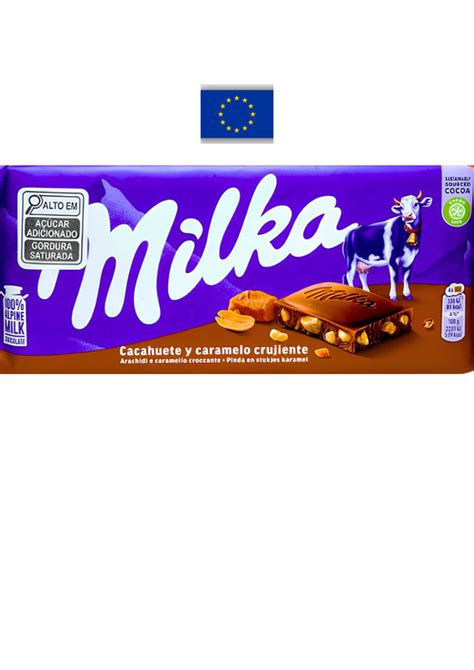 Barra De Chocolate Amendoim E Caramelo 90g Milka Europa Casa