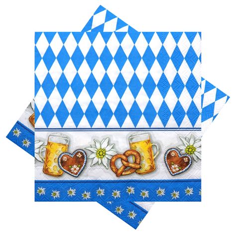 Servietten Oktoberfest Bayrisch Blau Rauten Tischdeko Party Deko