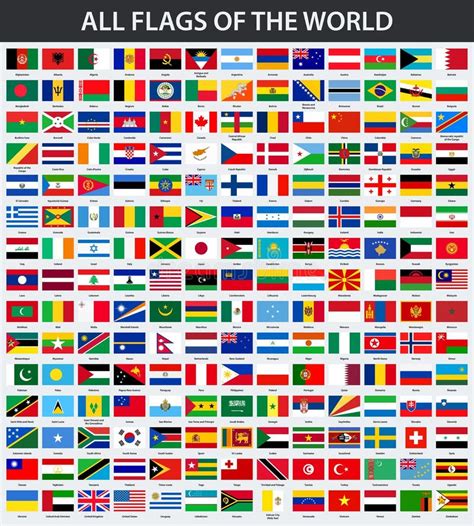 Banderas De Países Del Mundo Con Nombres Ilustración del Vector