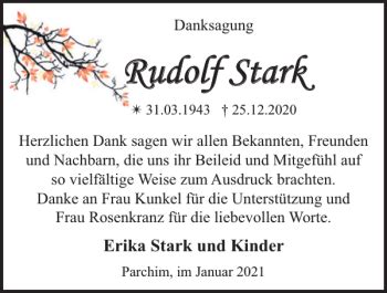 Traueranzeigen Von Rudolf Stark Trauer Nordkurier