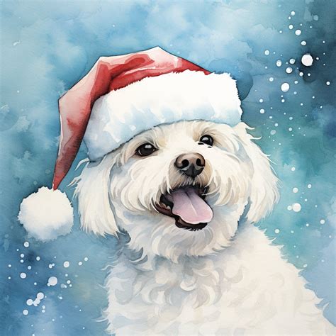 Bichon Frise Christmas Portrait - Etsy