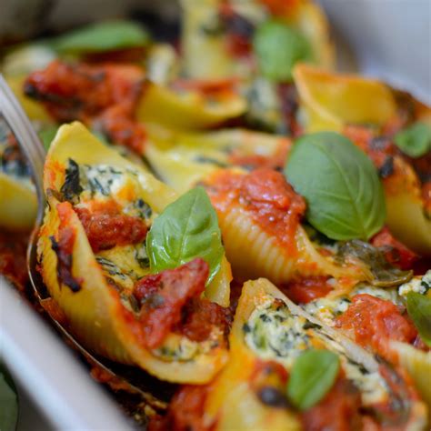 Conchiglioni Rellenos De Ricotta Y Espinaca Pasta Al Horno