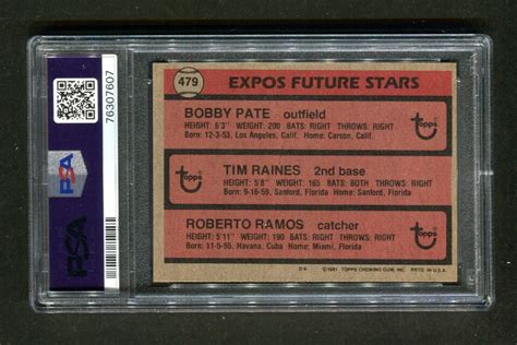 Tim Raines Expos Future Stars MLB Baseball Rookie Card RC 479 1981