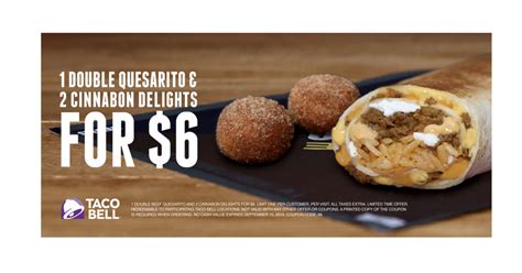 Taco Bell - $6 for ONE Double Quesarito and 2 Cinnabon Delights - Coupons