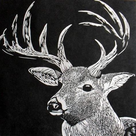 Stag Linocut on Japanese Kozuke paper (44gsm white) by Rowanne Anderson http://www ...