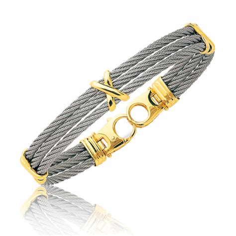 Bracelet Homme Cable Acier Et Or Axelle 6254GM