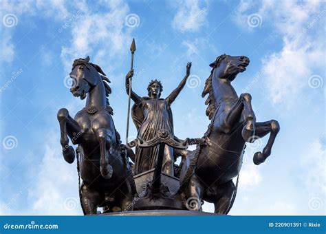 Bronze Boudica Statue Against Summer Sky In London Stock Image Image