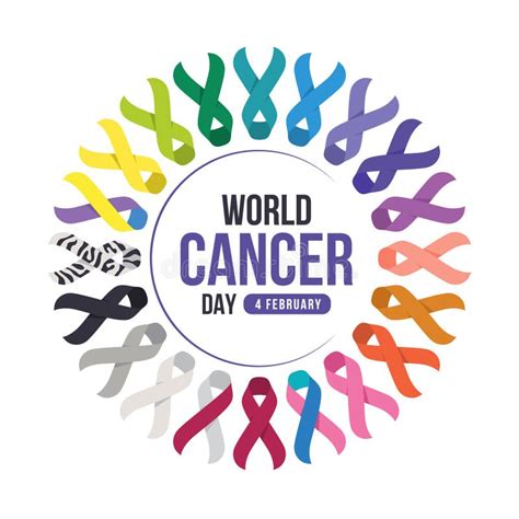 World Cancer Day Two Hand Hold Up Circle Shape With Set Of Ribbons Of