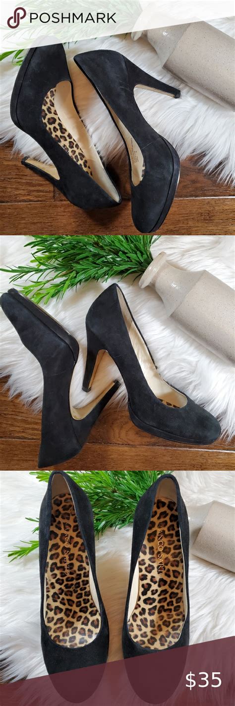 Franco Sarto Napoli Suede High Heel Sz 7 Black In 2020 Suede High