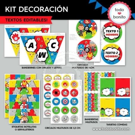 Avengers kit imprimible decoración de fiesta