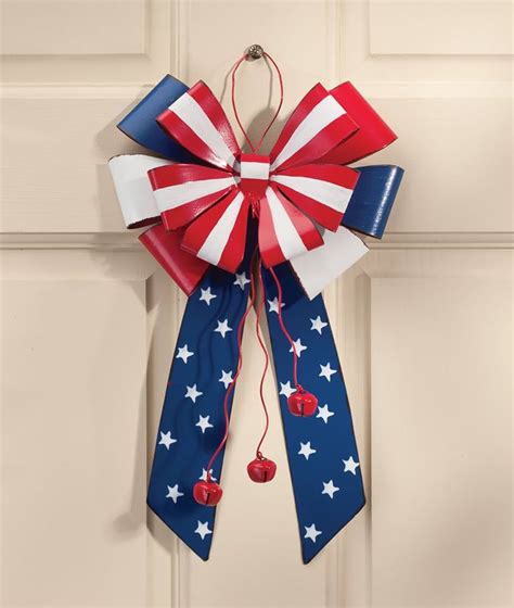 Patriotic Red White Blue Door Hanger Decoration With Bells America