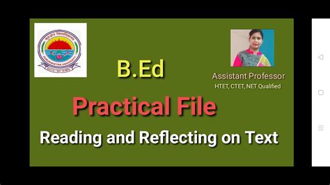 Reading And Reflecting On Text Practical File For B Ed Reading And