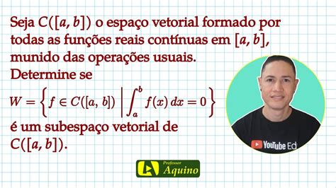 Exerc Cio Subespa O Vetorial Lgebra Linear Youtube