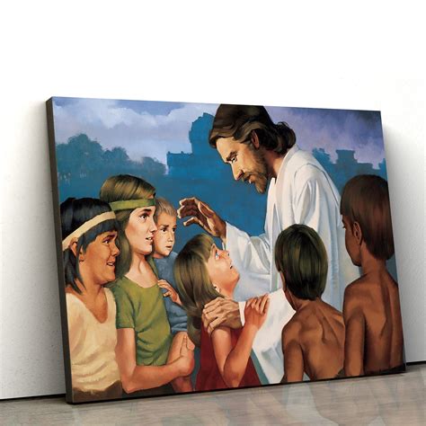 Jesus Christ Blessing Children Nephite Canvas Wall Art - Easter Wall A ...