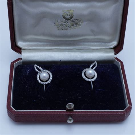 Mikimoto Pearl Earrings Sterling Silver S Japan Screw Backs Etsy