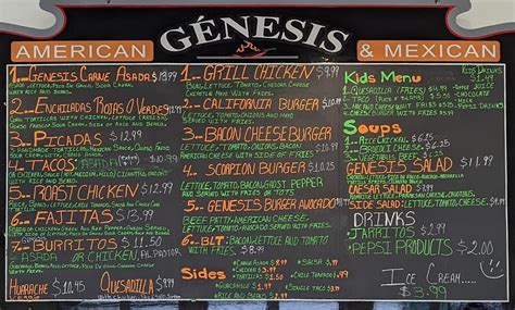 Menu at Genesis Restaurant, Saint Charles