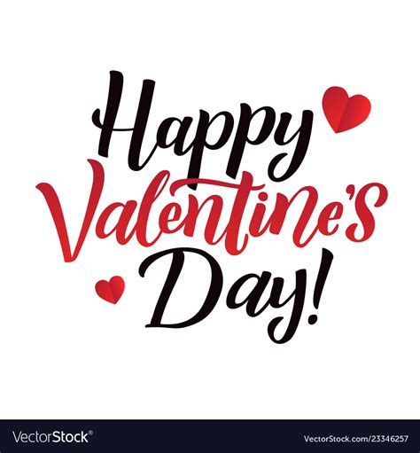 Happy Valentines Day Black And Red Lettering White